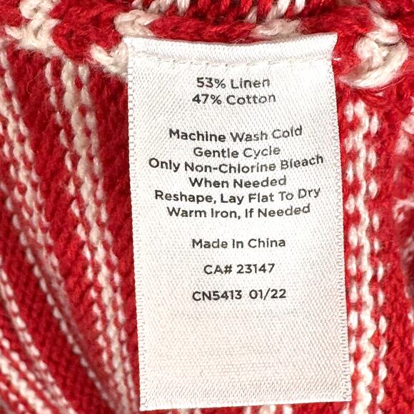 TALBOTS Linen Blend Sweater Women M Stripe V-neck Nautical Preppy Coastal Summer - Picture 9 of 9